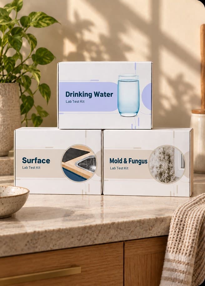 Nestwell kit boxes on a kitchen counter